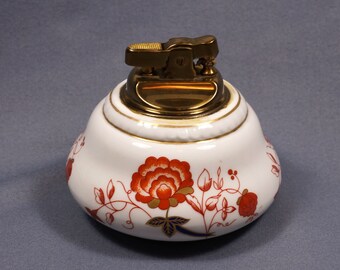 RARE Vintage Royal Crown Derby Bali Table Lighter for Tiki, WORKS Pattern# A1100, Hand Painted Floral Fine Bone China England 22 K Gold Trim