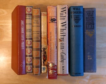 Vintage 1950s Biography Books: Walt Whitman, Clara Barton, Robert E. Lee, James F Cooper