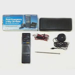 1980s-90s Radio Shack 2-Way CB Radio, 40 Channel with Weather-Band Receiver, Complete Antenna, Battery Pack, Adapter, #TRC-460 Vintage
