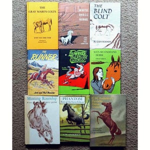 9 Vintage Horse Books Tweens Kids, 1950s 1960s 1970s Hardcover Book Collection, Very Good Condition, Home School Kids