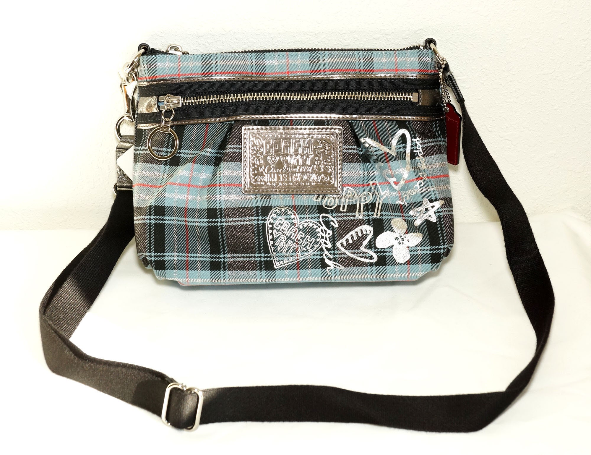 Coach Poppy Op Art Glam Tote Bag Shoulder Bag 13826 Black $398 MSRP | eBay