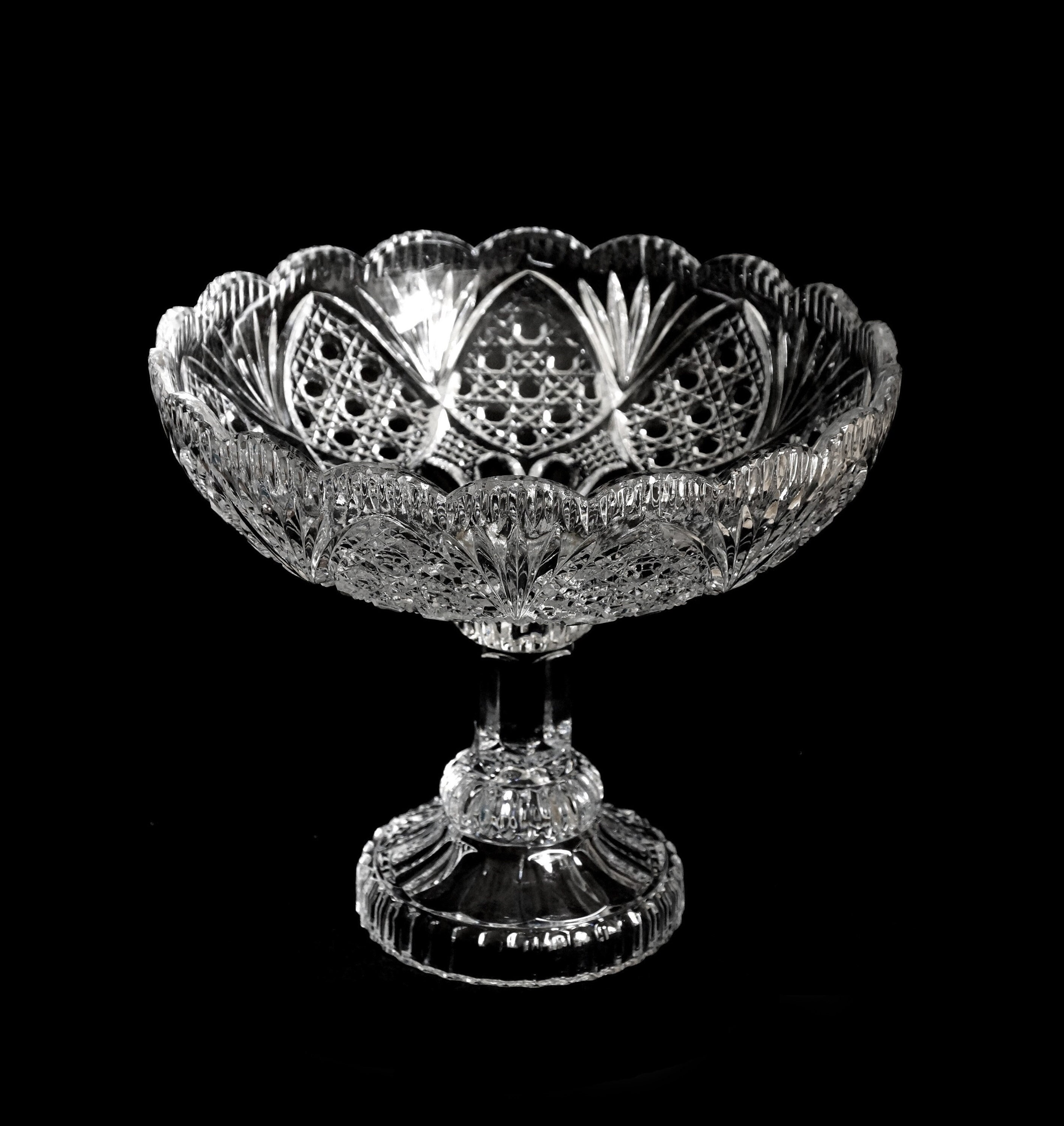 Home & Living Bowls Vintage Cut Glass Pedestal Bowl Dining & Serving