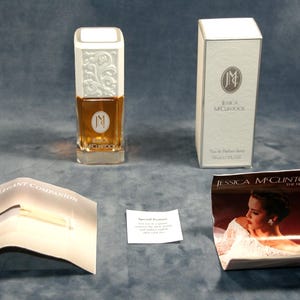 Jessica McClintock Eau de Parfume Spray New in Box, 50 ml / 1.7 fl. oz. RARE Unused 1990s Dead Stock Designer Fragrance, Made in France