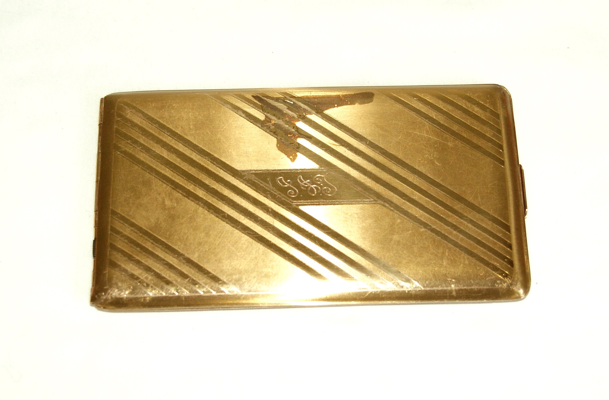 1940's Vintage Elgin American Goldtone Cigarette Case at 1stDibs