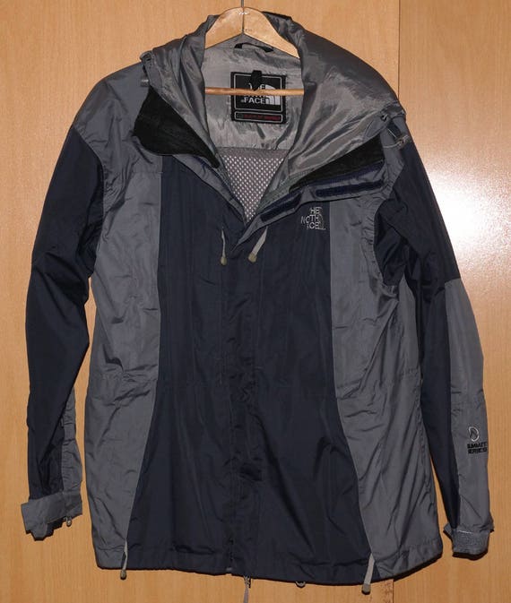 black and gray north face jacket