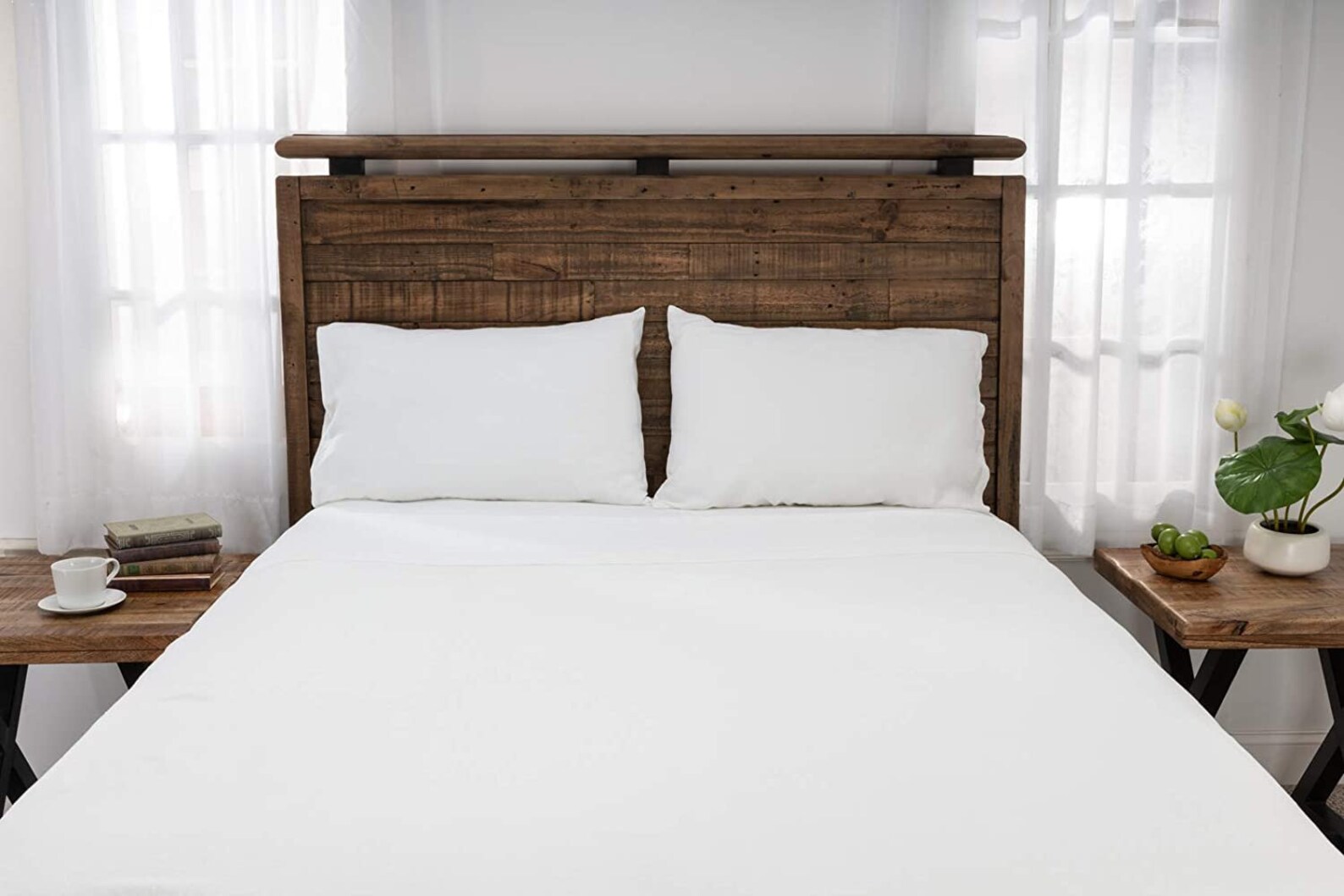 Linen Fitted Sheet Optic White main image 1