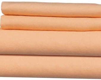 Tahiti coral color linen Sheet set. 4 pieces -- flat, fitted sheets and two pillow cases. 100% organic flax linen. European grown and woven
