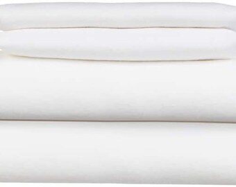 Optic white color linen Sheet set. 4 pieces -- flat, fitted sheets and two pillow cases. 100% organic flax linen. European grown and woven