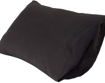 Charcoal Black  color pillowcases. 100% organic flax linen. European grown and woven