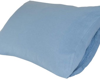 Acid blue color pillowcases. 100% organic flax linen. European grown and woven