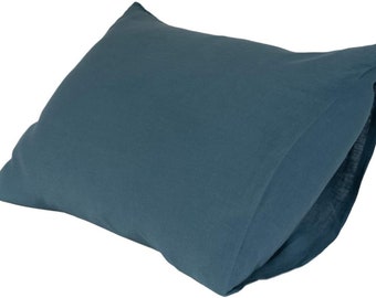 Midnight blue color pillowcases. 100% organic flax linen. European grown and woven