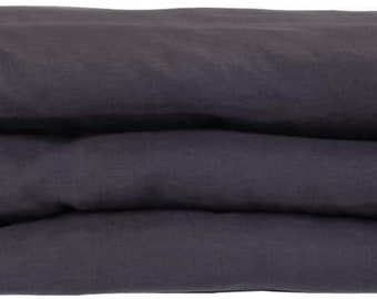 Charcoal black color Pure linen Duvet cover. 100% organic flax linen. European grown and woven