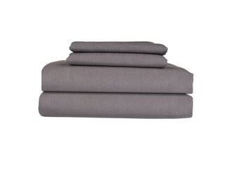 Stone Gray Pure linen Sheet set. 4 pieces -- flat, fitted sheets and two pillow cases. 100% organic flax linen. European grown and woven