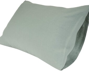 Viridian Sage color pillowcases. 100% organic flax linen. European grown and woven