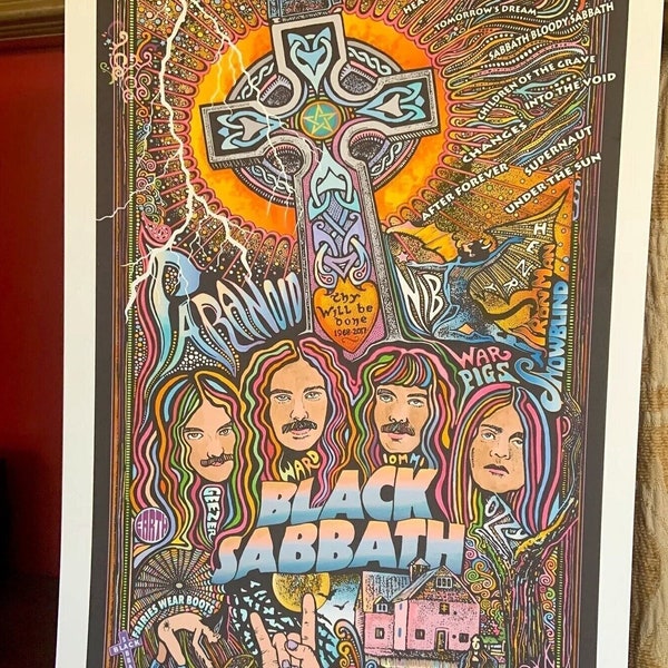 Póster de Black Sabbath, impresión artística, Ozzy Osbourne, Tony Iommi, por Posterography