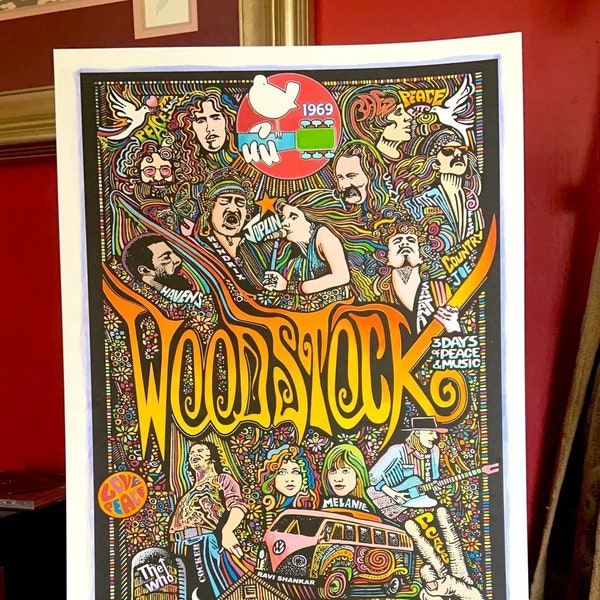 Affiche Woodstock, impression d'art de qualité, par Posterography.