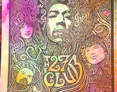 The 27 Club poster, Jimi Hendrix, Brian Jones, poster, hand-colored by Posterography