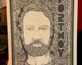 Dave Portnoy Poster, Barstool Sports Poster, pen & ink print by Posterography