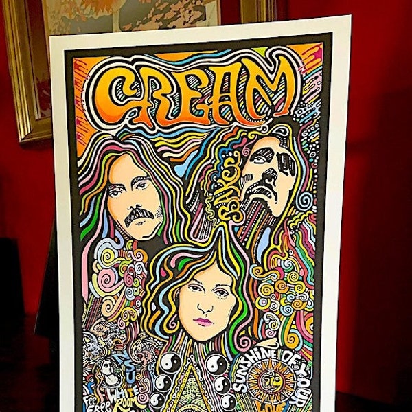 Cream Poster, Eric Clapton, Ginger Baker, Jack Bruce, by Posterography