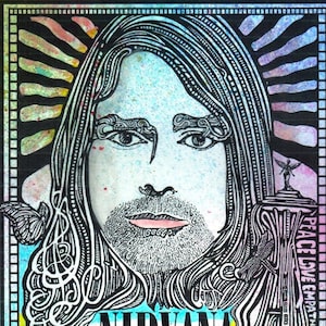 Nirvana Poster, Kurt Cobain, hand-colored by Posterography.