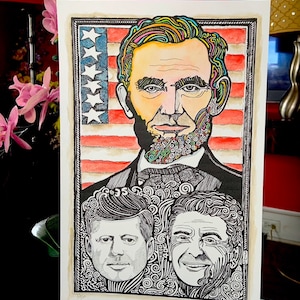 President Lincoln, President Kennedy, and President Regan print by Posterography