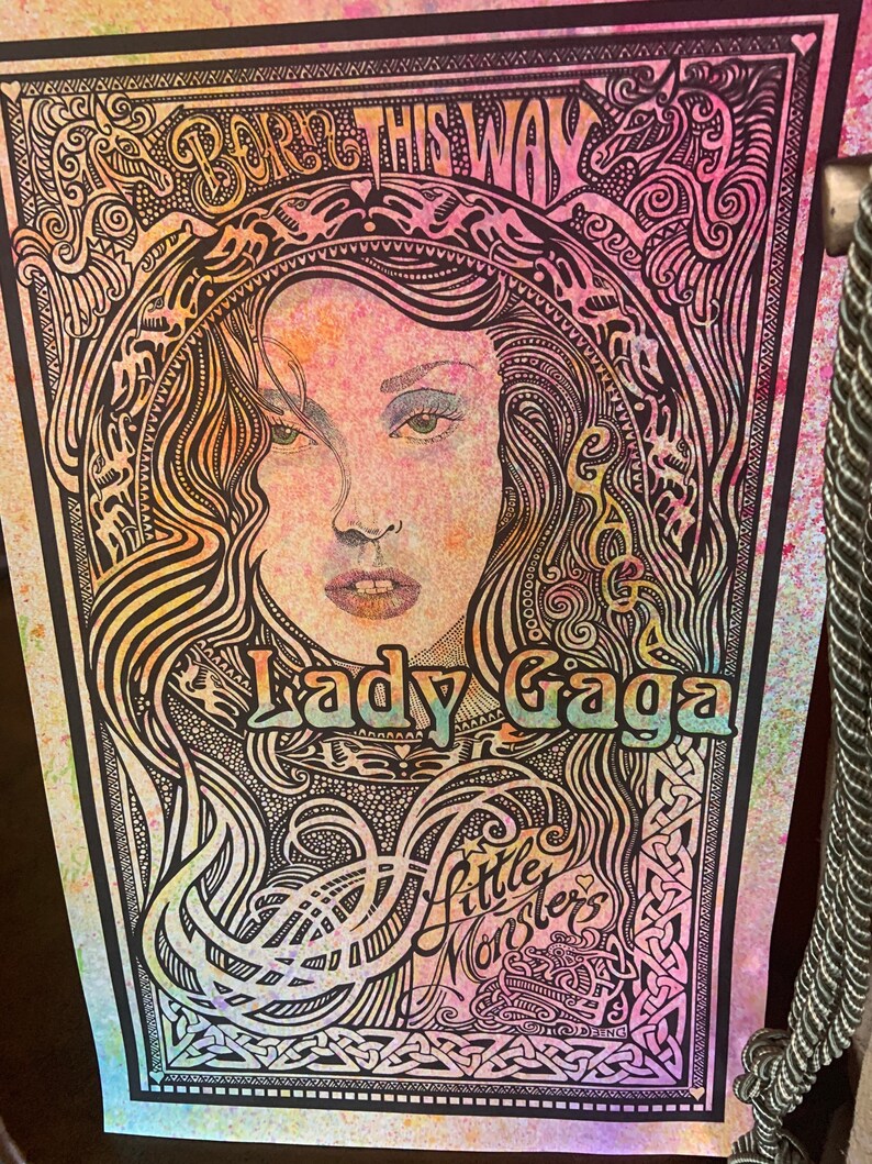 Lady Gaga poster, hand-colored by Posterography image 7