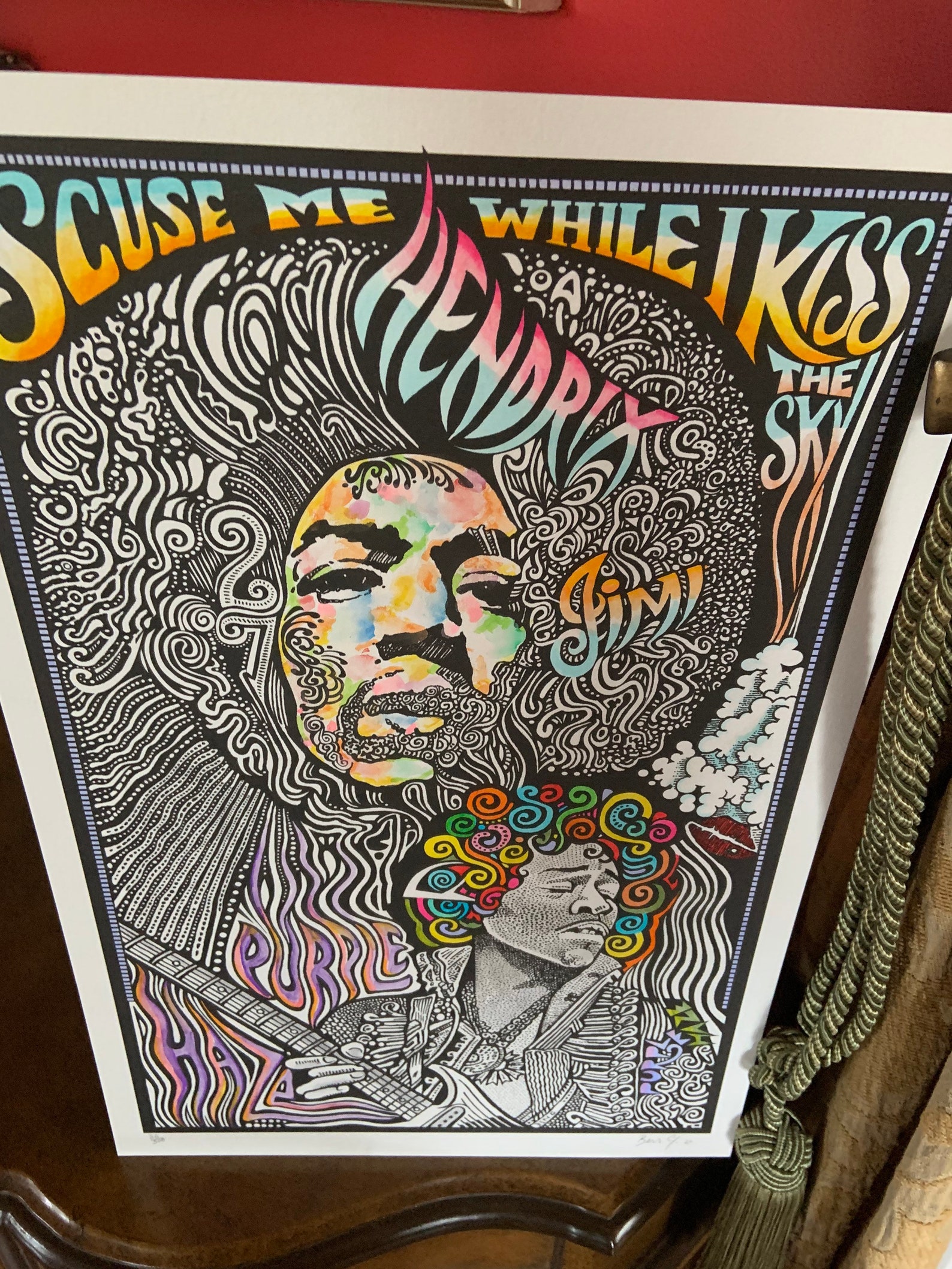 Jimi Hendrix Poster Purple Haze Poster handcolored by Etsy