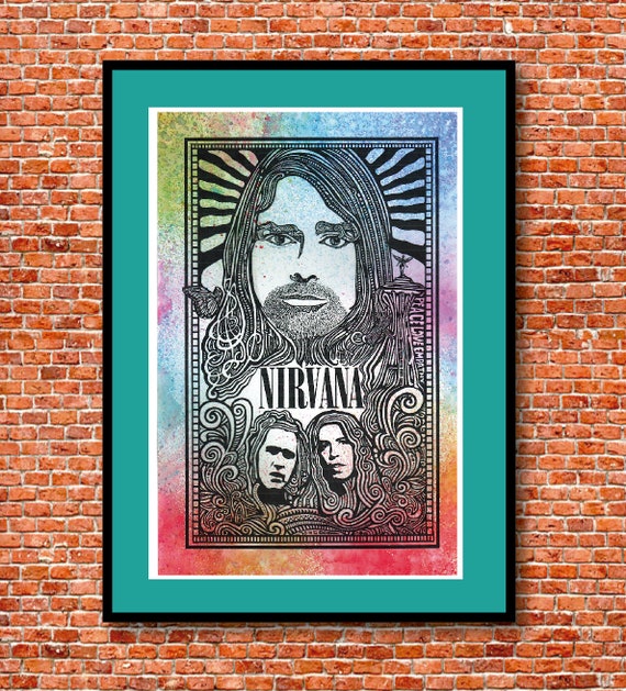 Nirvana Poster, Kurt Cobain, Hand-colored by Posterography. - Etsy