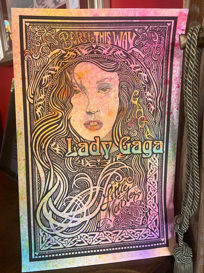 Lady Gaga poster, hand-colored by Posterography image 1