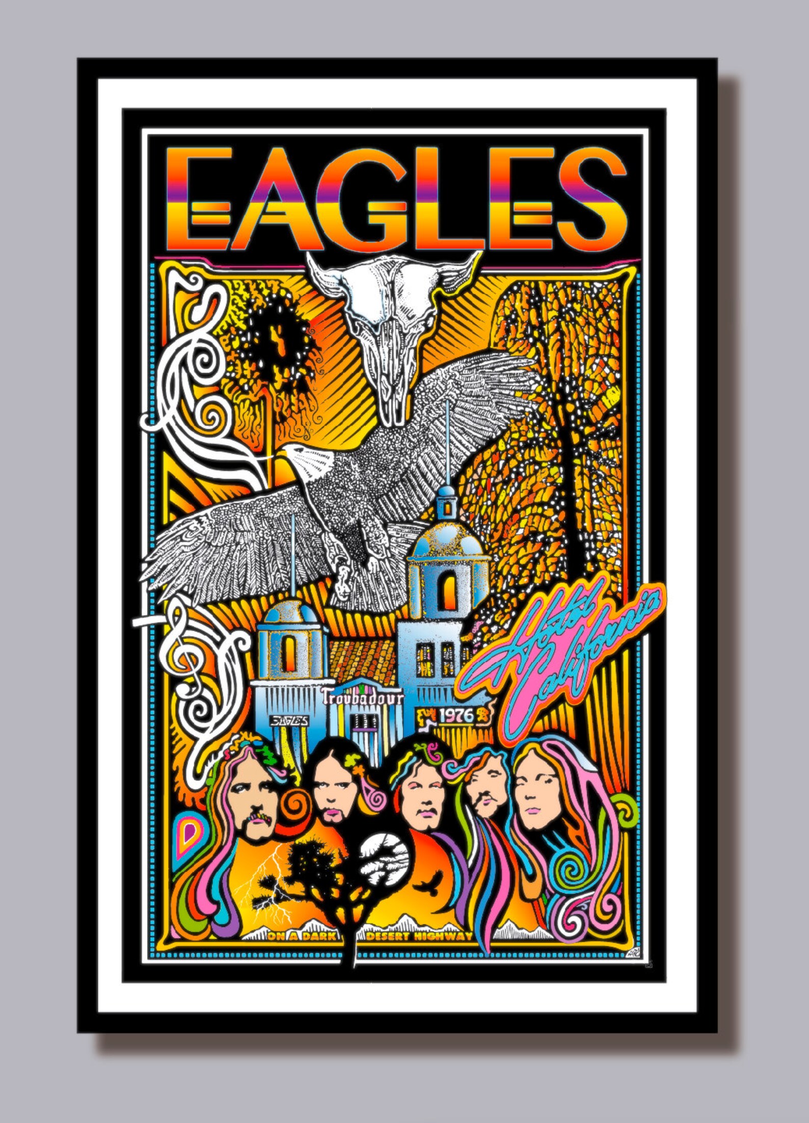 Eagles Band Poster Hotel California Don Henley Joe Walsh Etsy