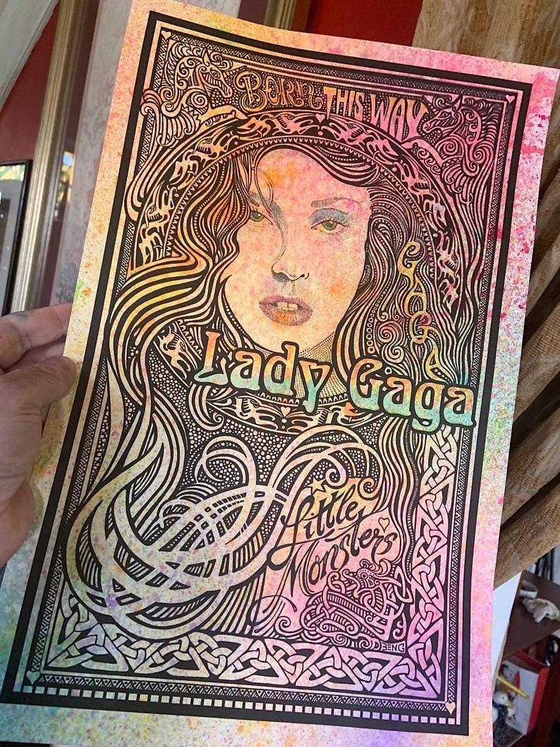 Lady Gaga poster, hand-colored by Posterography image 4