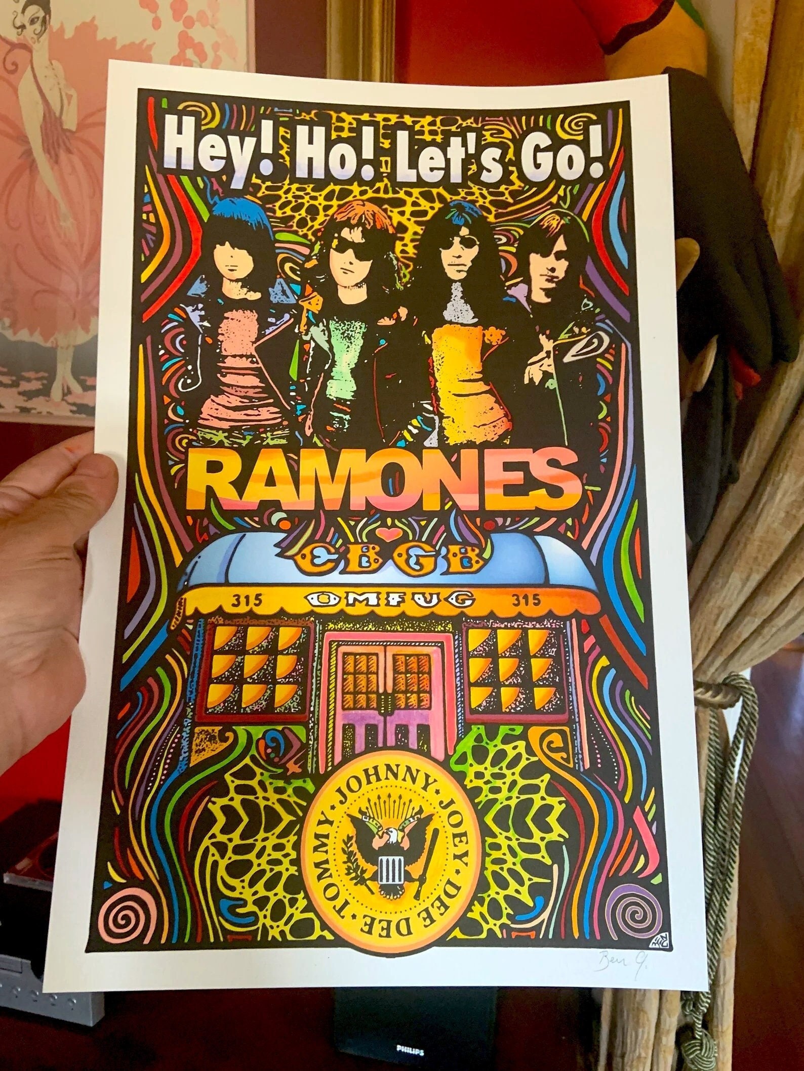 Quadro Decorativo A4 Banda Ramones Hey Ho! Let's Go