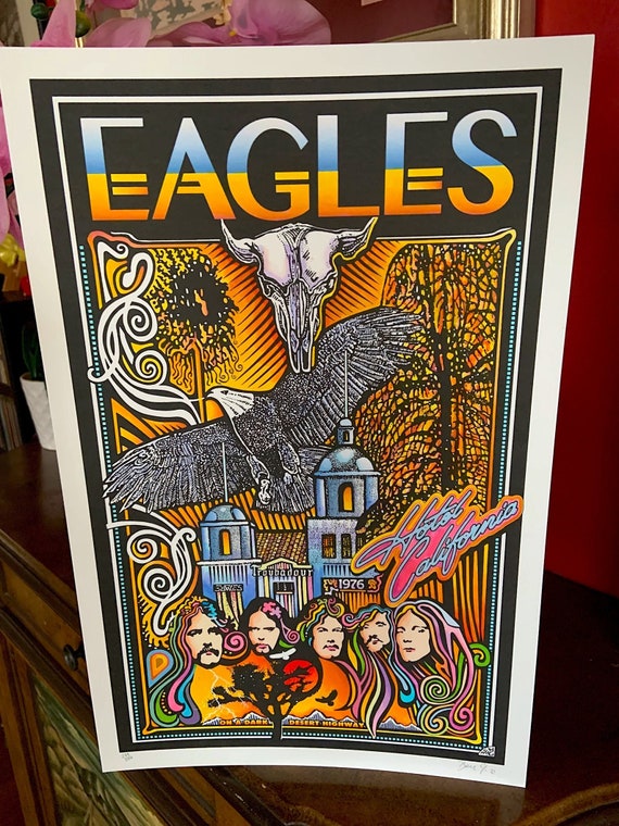 Eagles Band Poster Hotel California Don Henley Joe Walsh Etsy