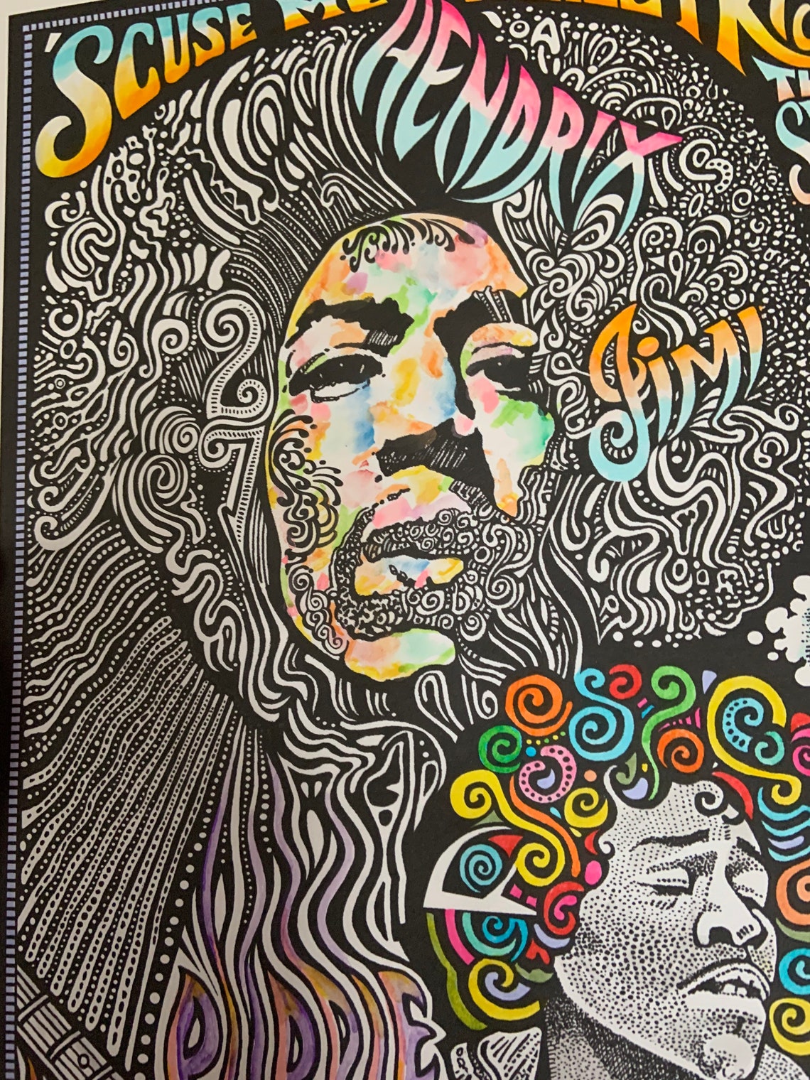 Jimi Hendrix Poster Purple Haze Poster handcolored by Etsy