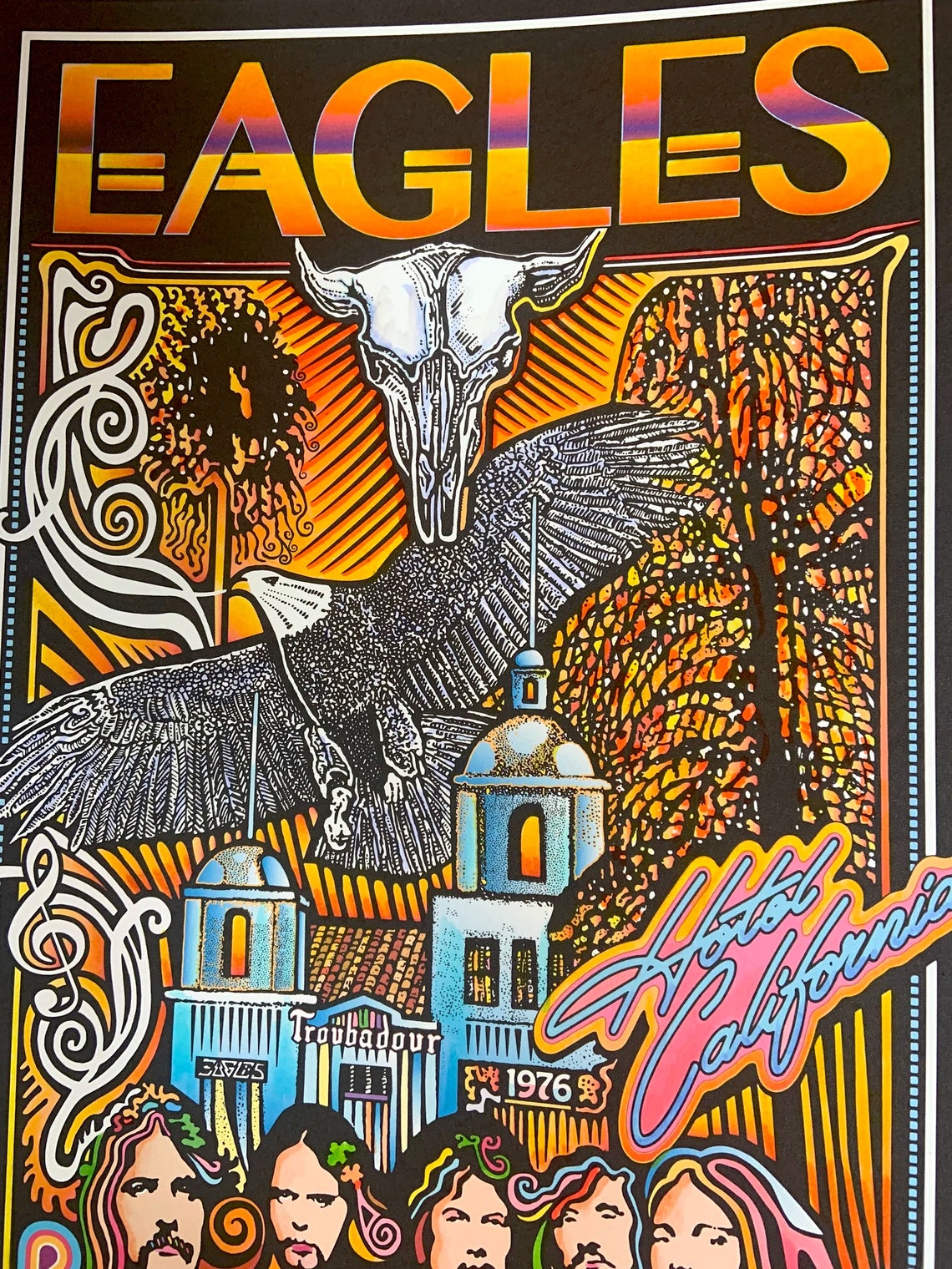 Eagles Band Poster Hotel California Don Henley Joe Walsh Etsy