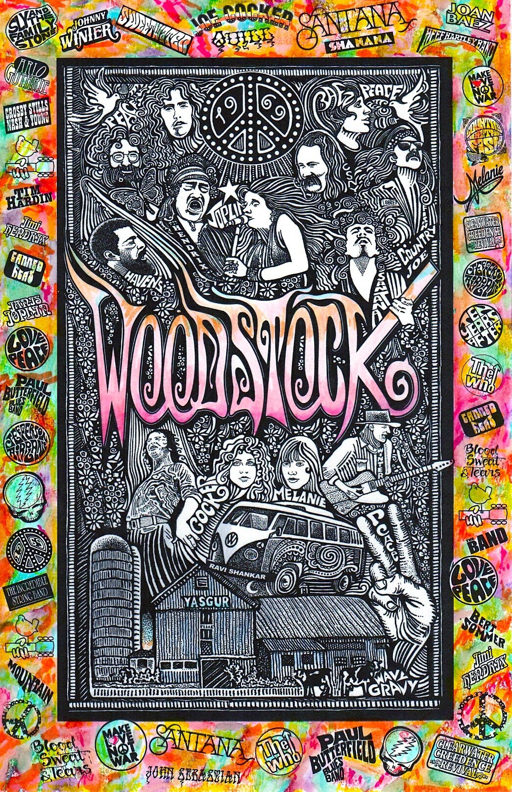 Woodstock Poster handcolored by Posterography Etsy