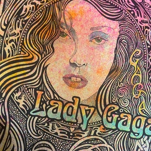 Lady Gaga poster, hand-colored by Posterography image 3