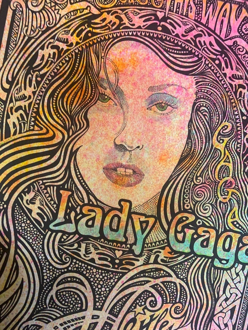 Lady Gaga poster, hand-colored by Posterography image 3