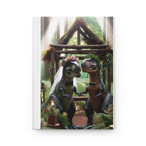 Diario de boda de dinosaurios, diario de tapa dura divertido y extravagante para amantes de los dibujos, regalo perfecto para entusiastas de los dinosaurios, planificación de bodas