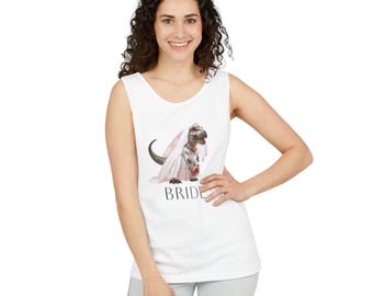 Dino Bride Tank Top - Fun Bridal Shower Gift, Bachelorette Party Shirt, Wedding Celebration Wear, Lightweight Summer Top, Unique Tee
