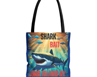 Shark Bait Tote Bag - Fun Beach Bag, Summer Accessory, Nautical Decor, Shark Lover Gift, Long Island NY