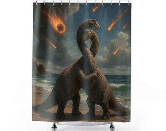 Cortina de chuveiro Brontosaurus Love, Dinosaur Love, decoração de banheiro jurássica