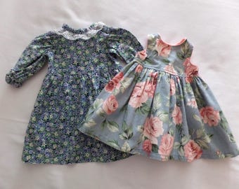 Vestidos para muñecas American Girl o de 18", con flores y encaje, ambos clásicos hechos a mano, uno de Linda Files