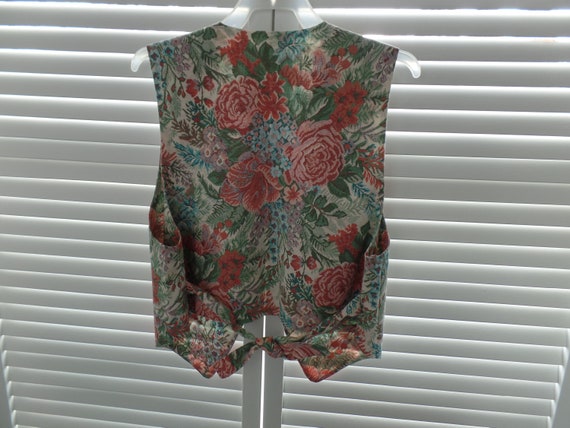 Vintage Girl's Floral Weskit Vest, Jacquard Look … - image 3