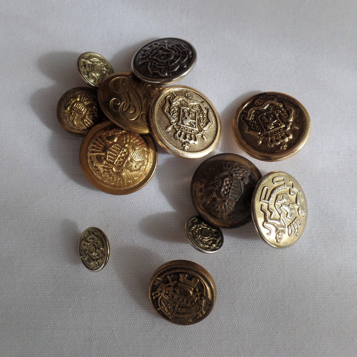 Vintage Brass Coat of Arms Buttons Mixed Lot Heraldic Metal Etsy