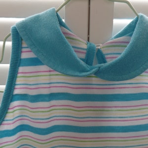 Vintage Girl&#39;s Top, Buster Brown Sleeveless Blue Striped Summer Tee 6X, Kid&#39;s Children&#39;s Clothes 1980&#39;s