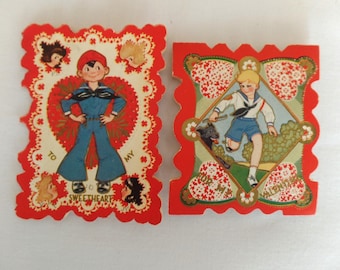 Tarjetas de San Valentín vintage de los años 30 y 40, desplegables, para scrapbooking.