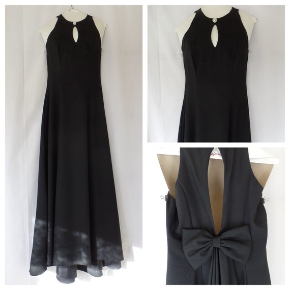 Vintage Classic Black Formal Prom Gown, Keyhole N… - image 2