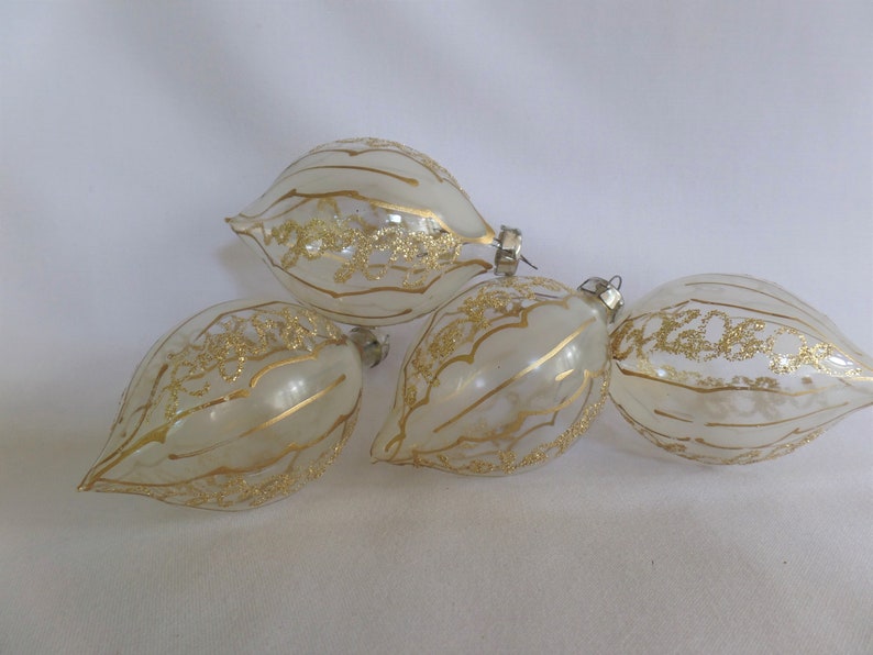 Vintage Glass Christmas Tree Teardrop Ornaments Frosted Clear Etsy