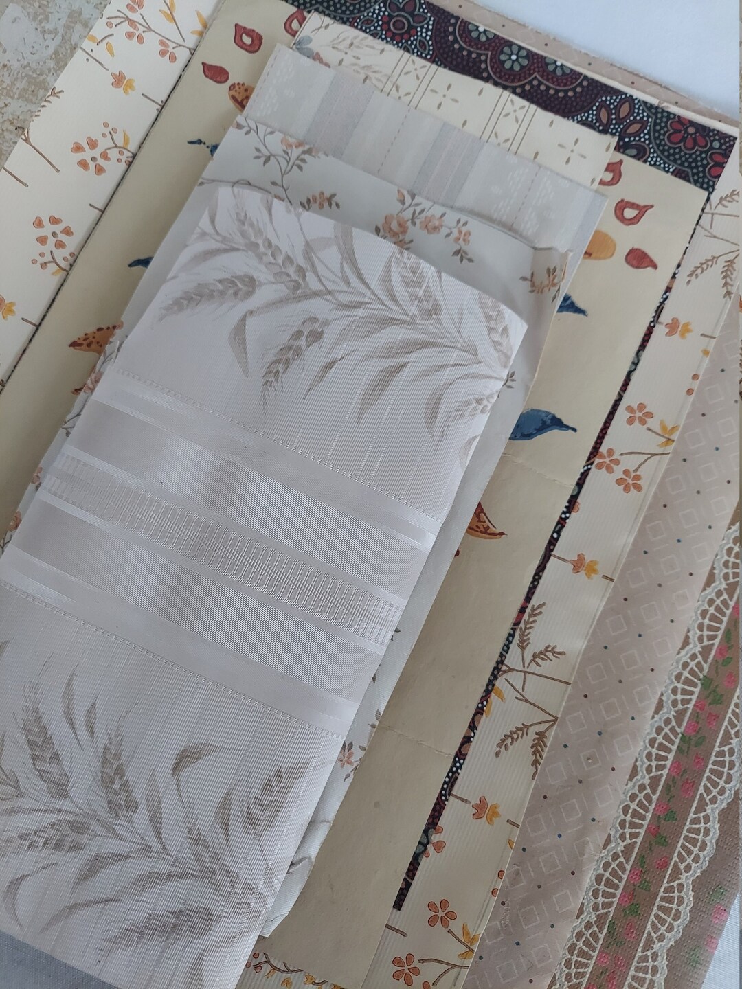 Vintage Wallpaper Scraps Remnants Bundle Lot 10 Pack Variety Pak Paper